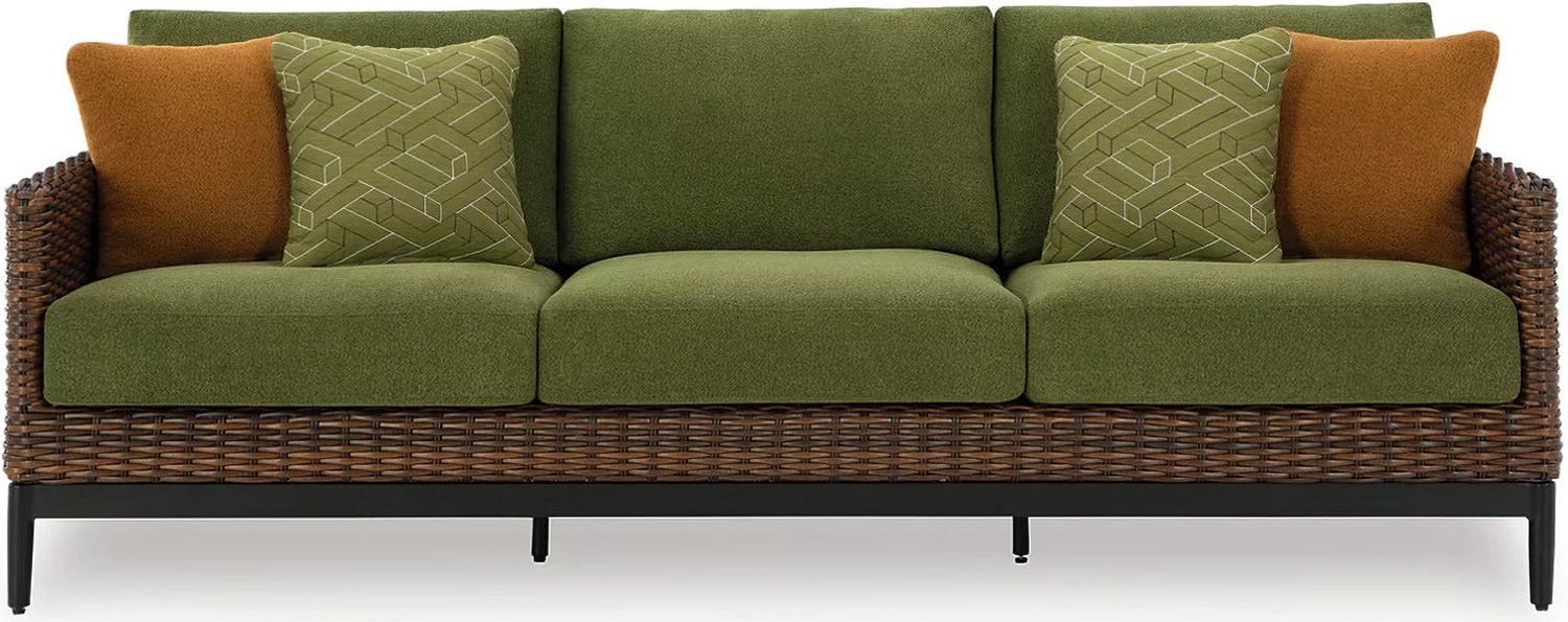 Horizon Hall Outdoor Sofa with Cushion In Brown and Green P572838