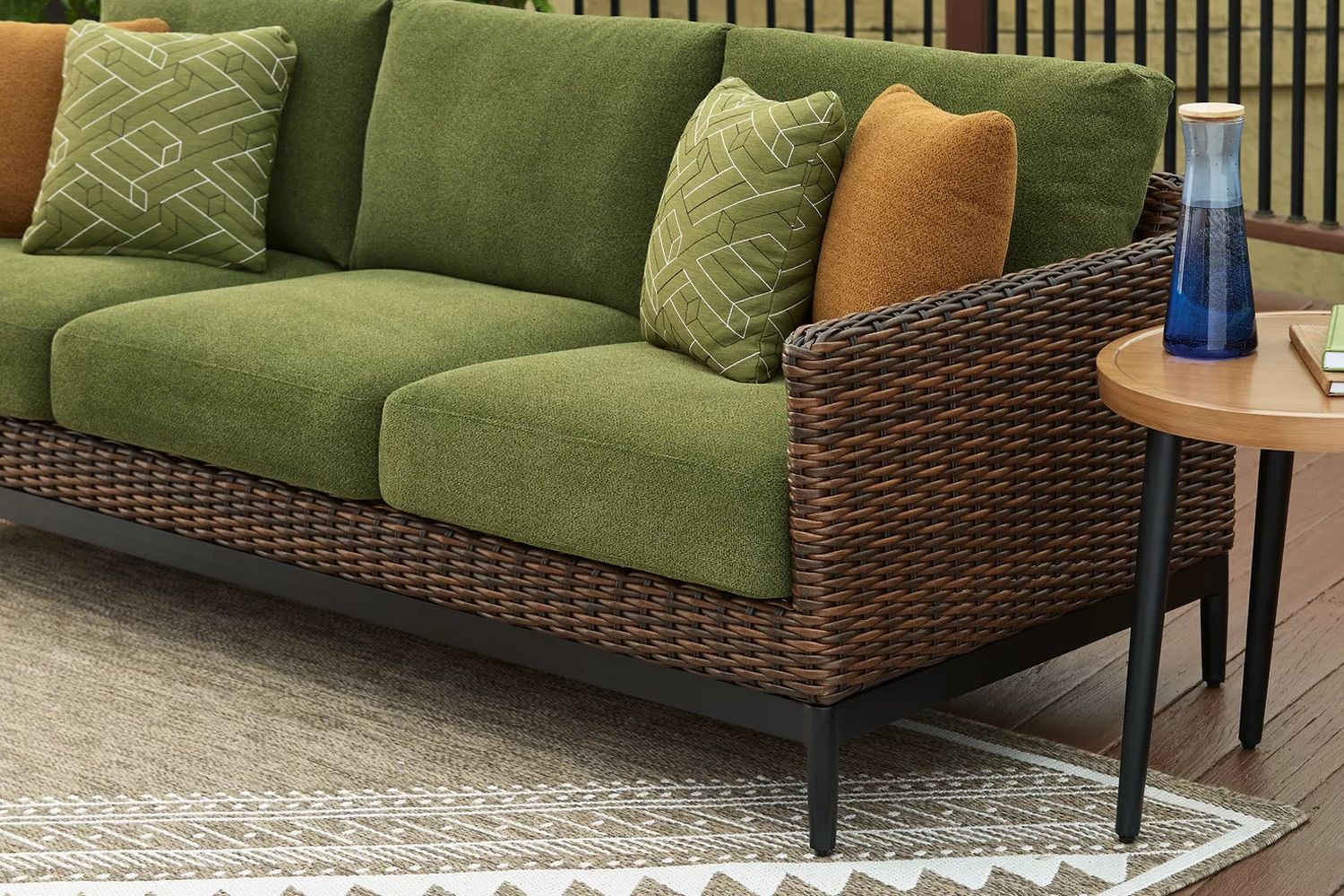 Horizon Hall Outdoor Sofa with Cushion In Brown and Green P572838