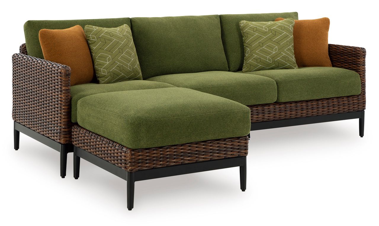 Horizon Hall Outdoor Sofa with Cushion In Brown and Green P572838