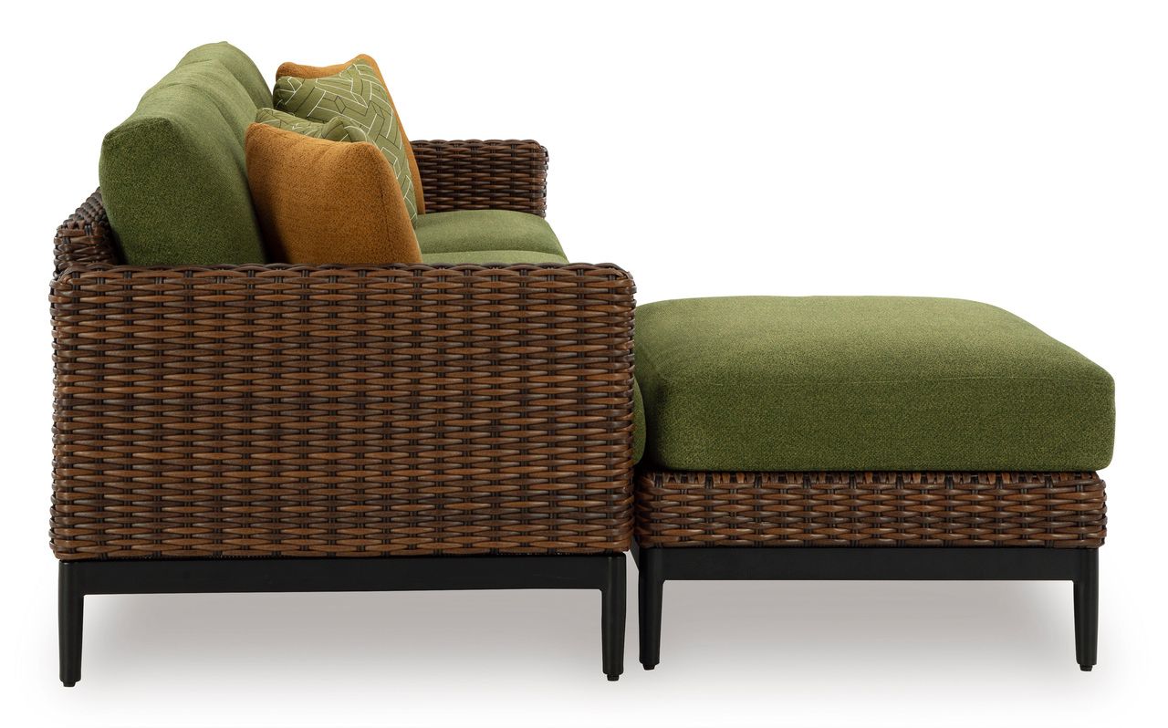 Horizon Hall Outdoor Sofa with Cushion In Brown and Green P572838