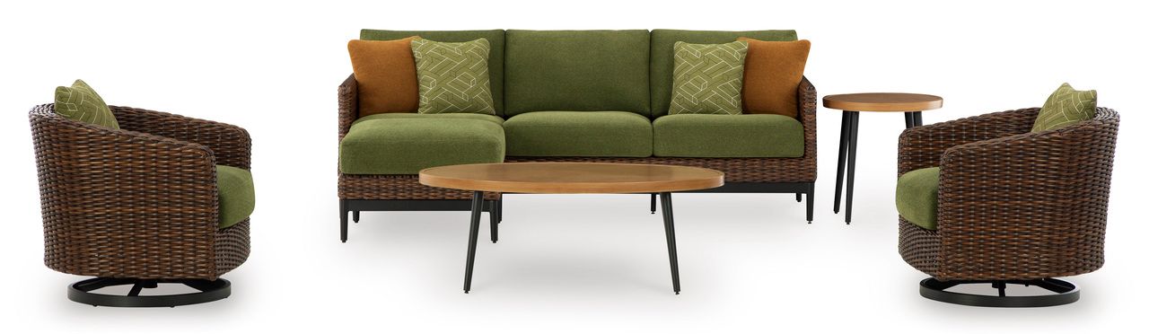 Horizon Hall Outdoor Sofa with Cushion In Brown and Green P572838