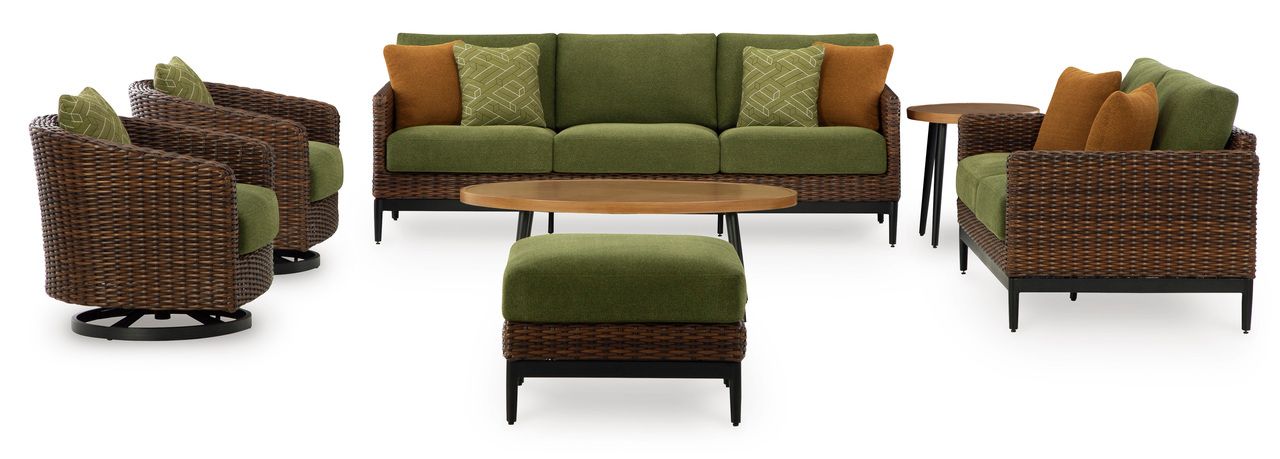 Horizon Hall Outdoor Sofa with Cushion In Brown and Green P572838