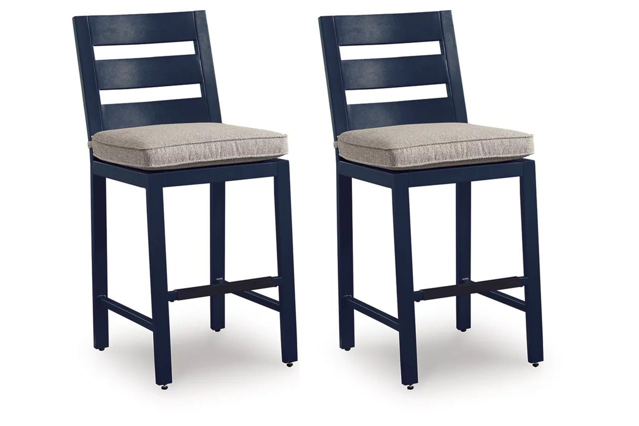 Mabry Shores Outdoor Counter Height Bar Stool Set of 2 In Blue P587124