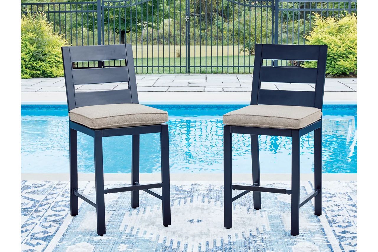 Mabry Shores Outdoor Counter Height Bar Stool Set of 2 In Blue P587124