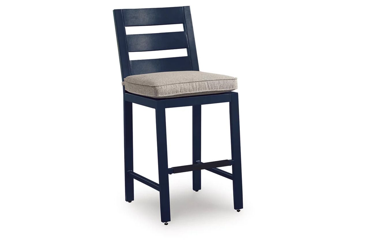 Mabry Shores Outdoor Counter Height Bar Stool Set of 2 In Blue P587124