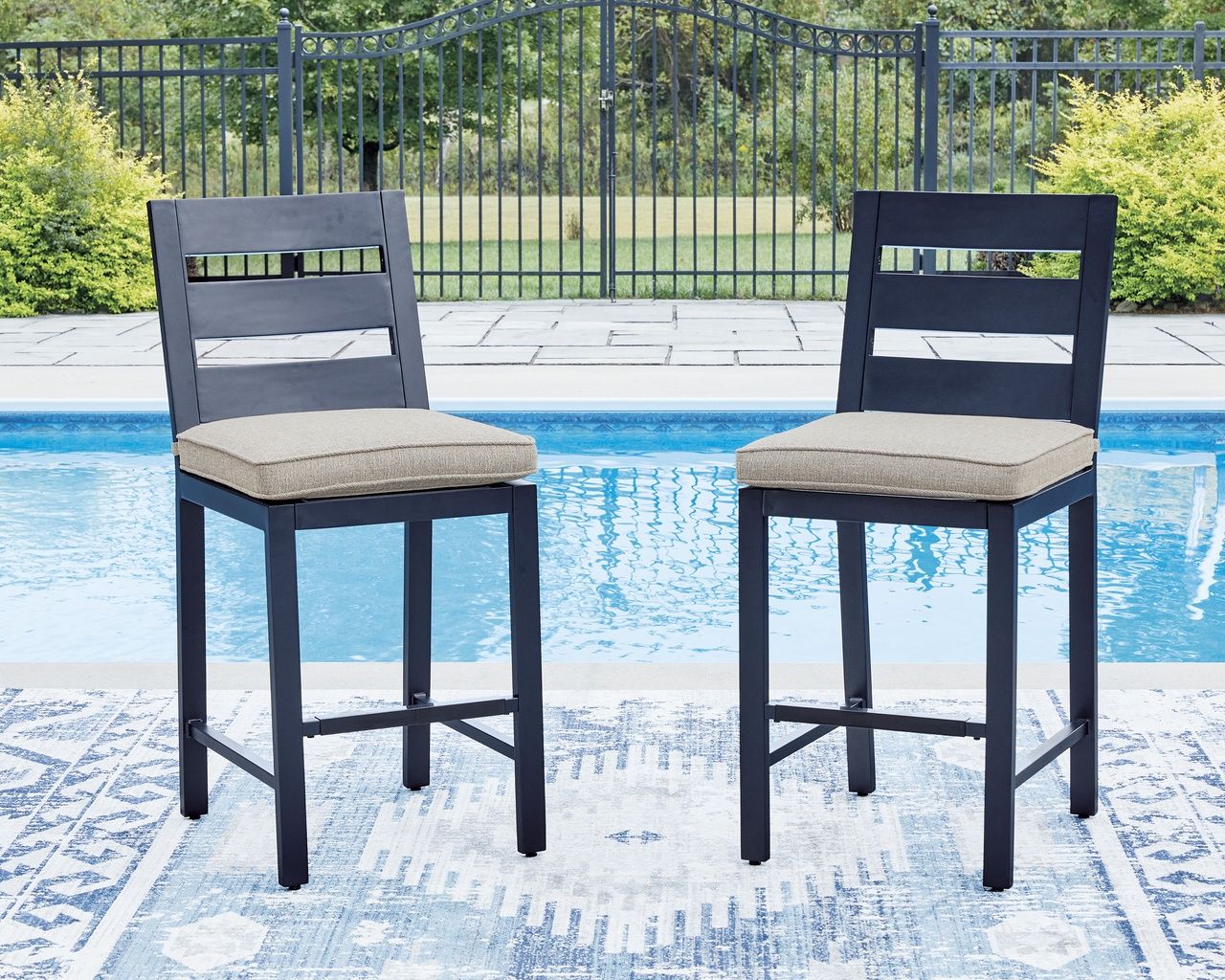 Mabry Shores Outdoor Counter Height Bar Stool Set of 2 In Blue P587124