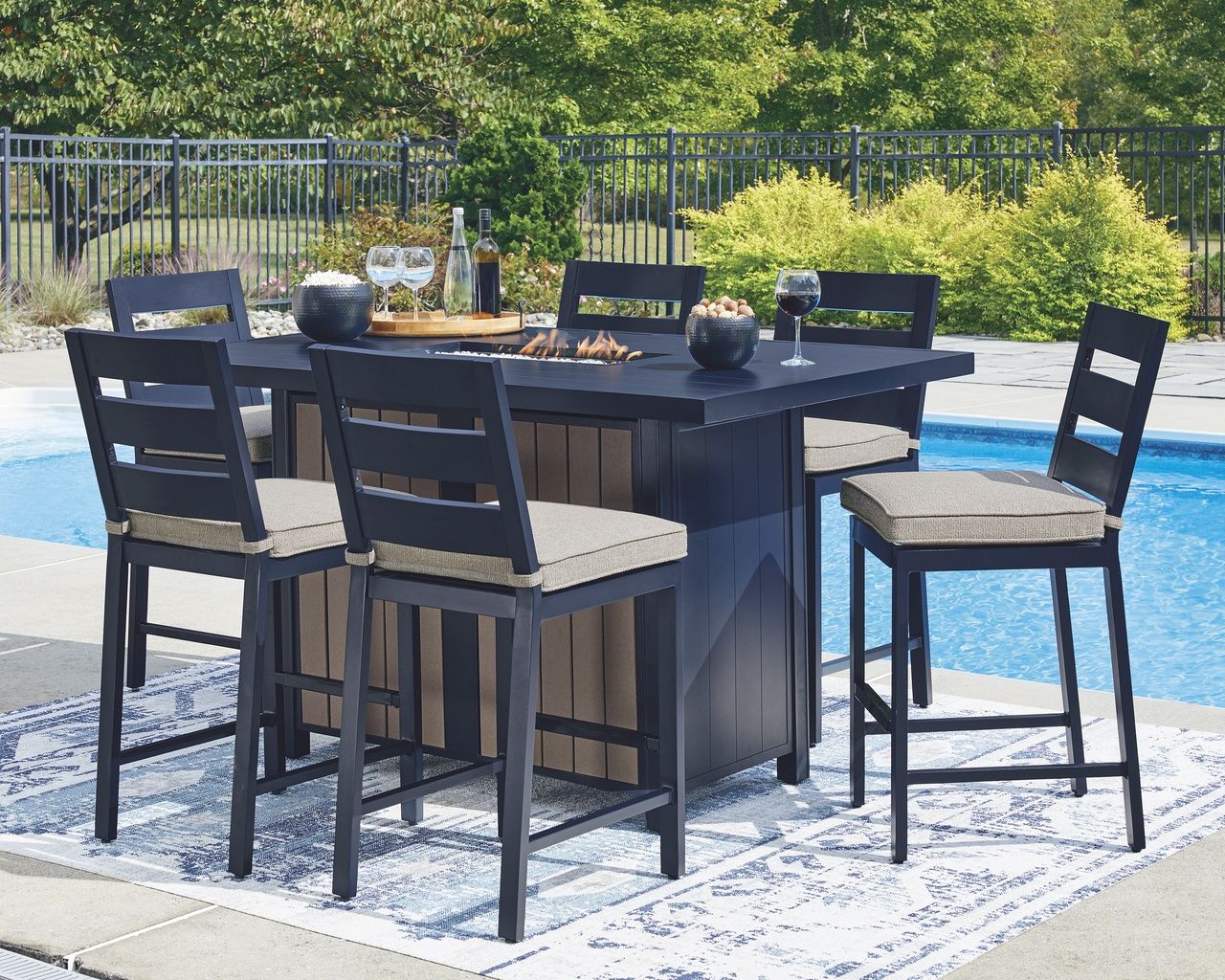 Mabry Shores Outdoor Counter Height Bar Stool Set of 2 In Blue P587124
