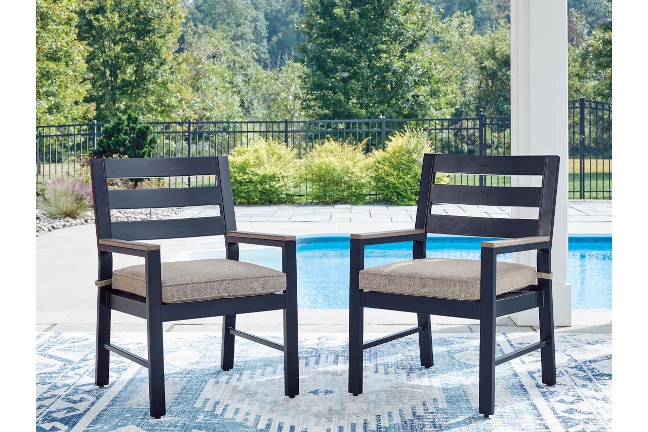 Mabry Shores Outdoor Arm Chair with Cushion Set of 2 In Blue P587601A