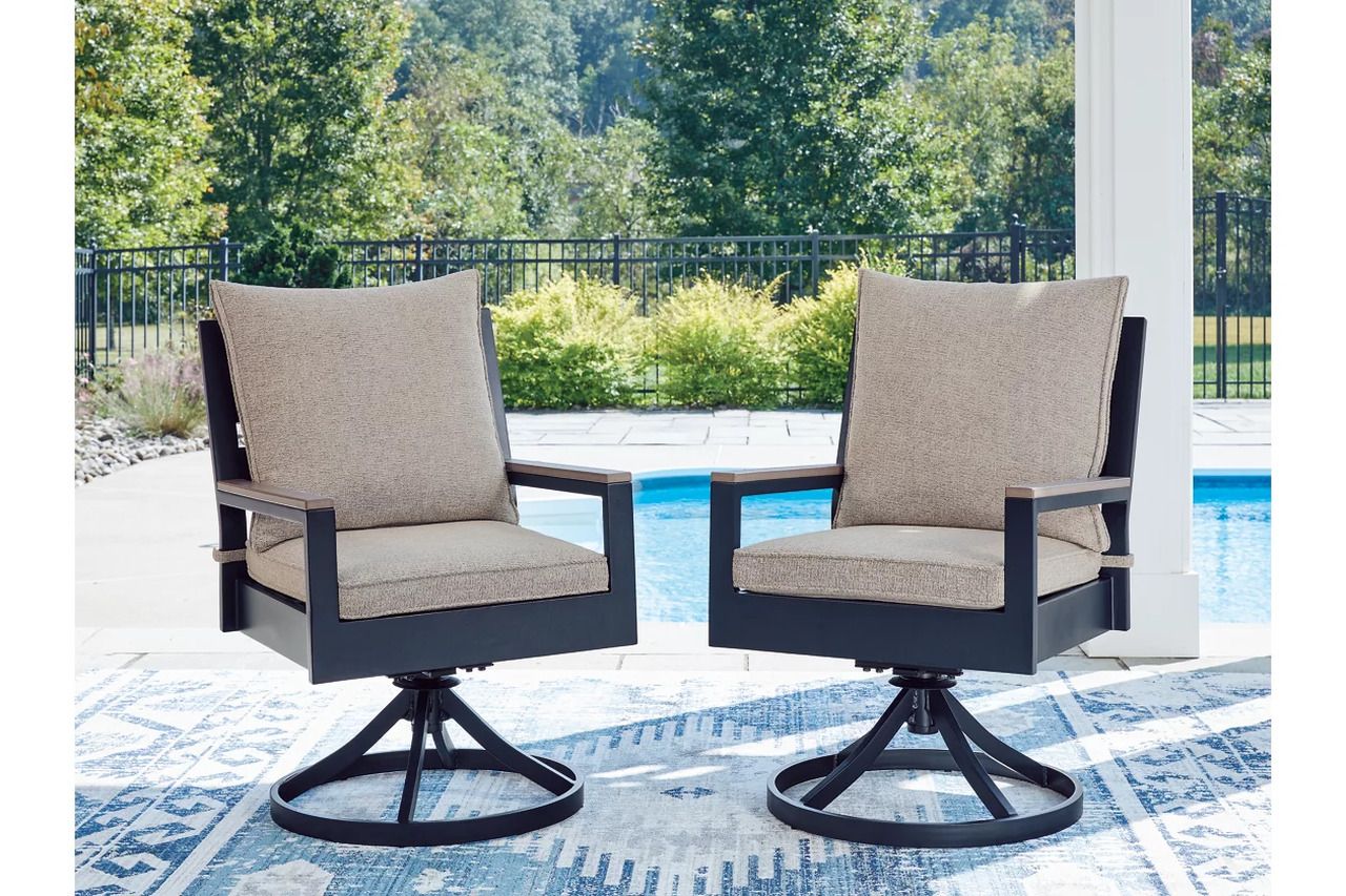 Mabry Shores Outdoor Swivel Chair with Cushion Set of 2 In Blue P587602A