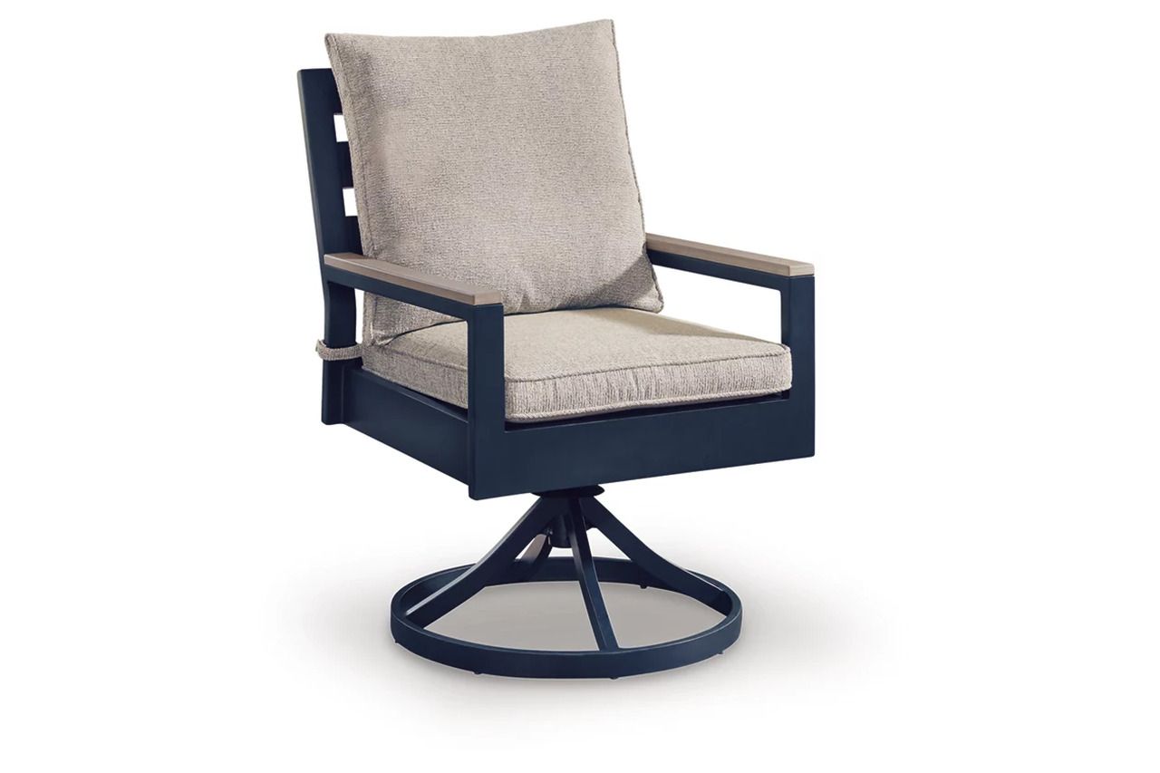 Mabry Shores Outdoor Swivel Chair with Cushion Set of 2 In Blue P587602A