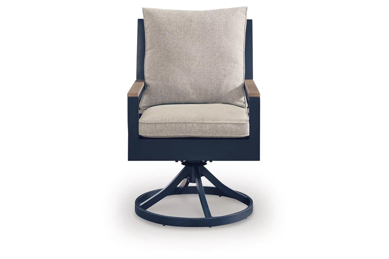 Mabry Shores Outdoor Swivel Chair with Cushion Set of 2 In Blue P587602A