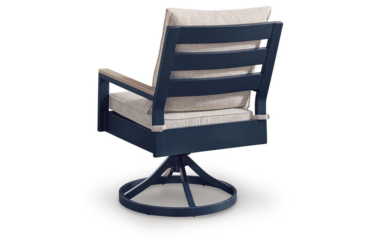 Mabry Shores Outdoor Swivel Chair with Cushion Set of 2 In Blue P587602A