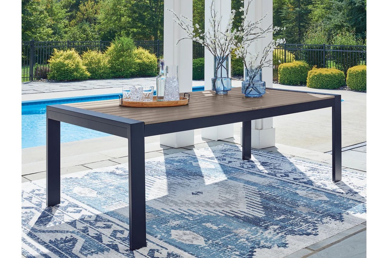 Mabry Shores Outdoor Dining Table In Blue P587625
