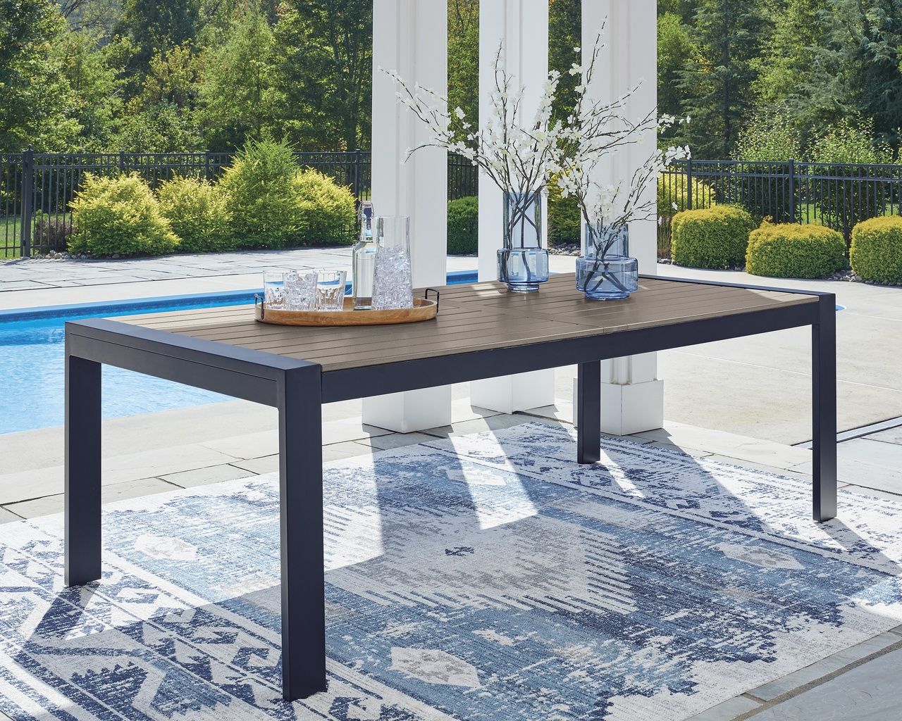 Mabry Shores Outdoor Dining Table In Blue P587625