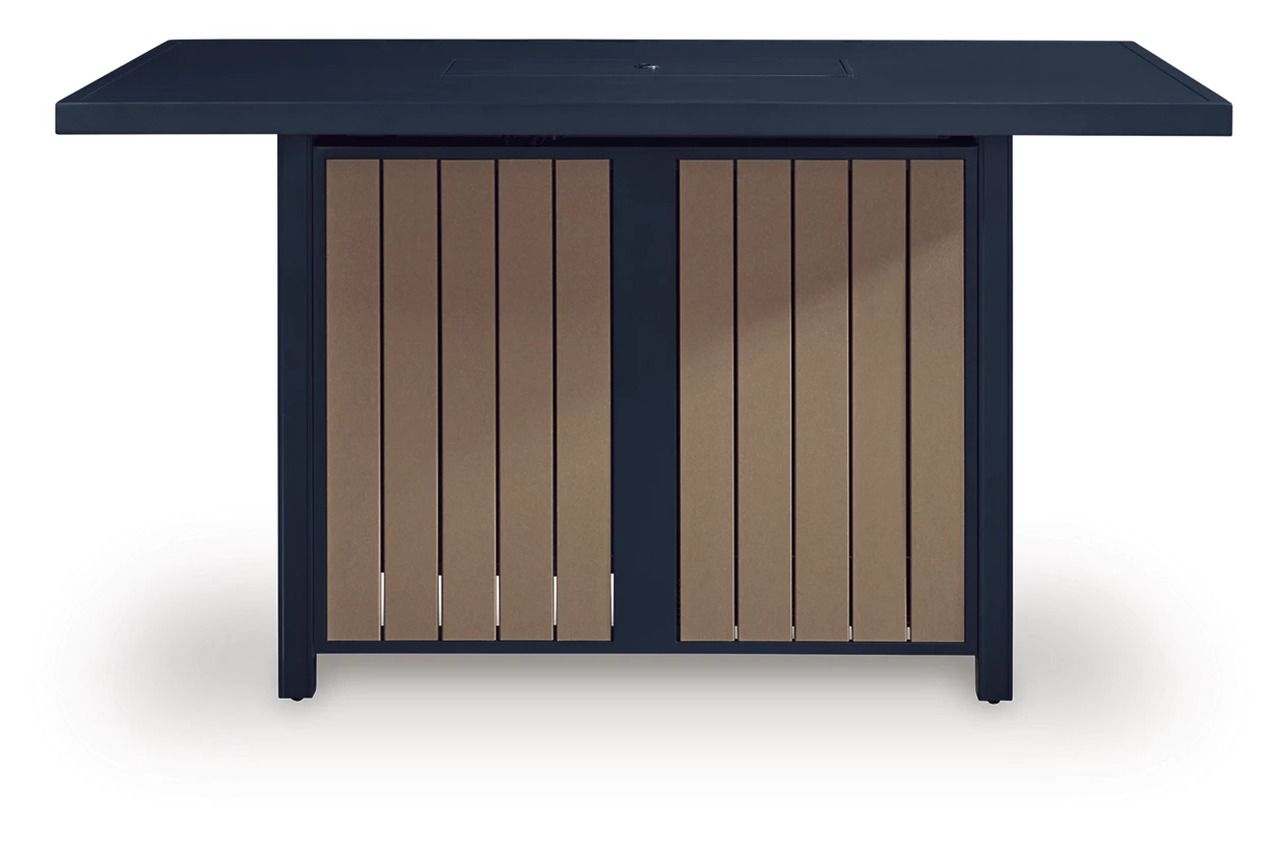 Mabry Shores Outdoor Bar Table with Fire Pit In Blue P587665