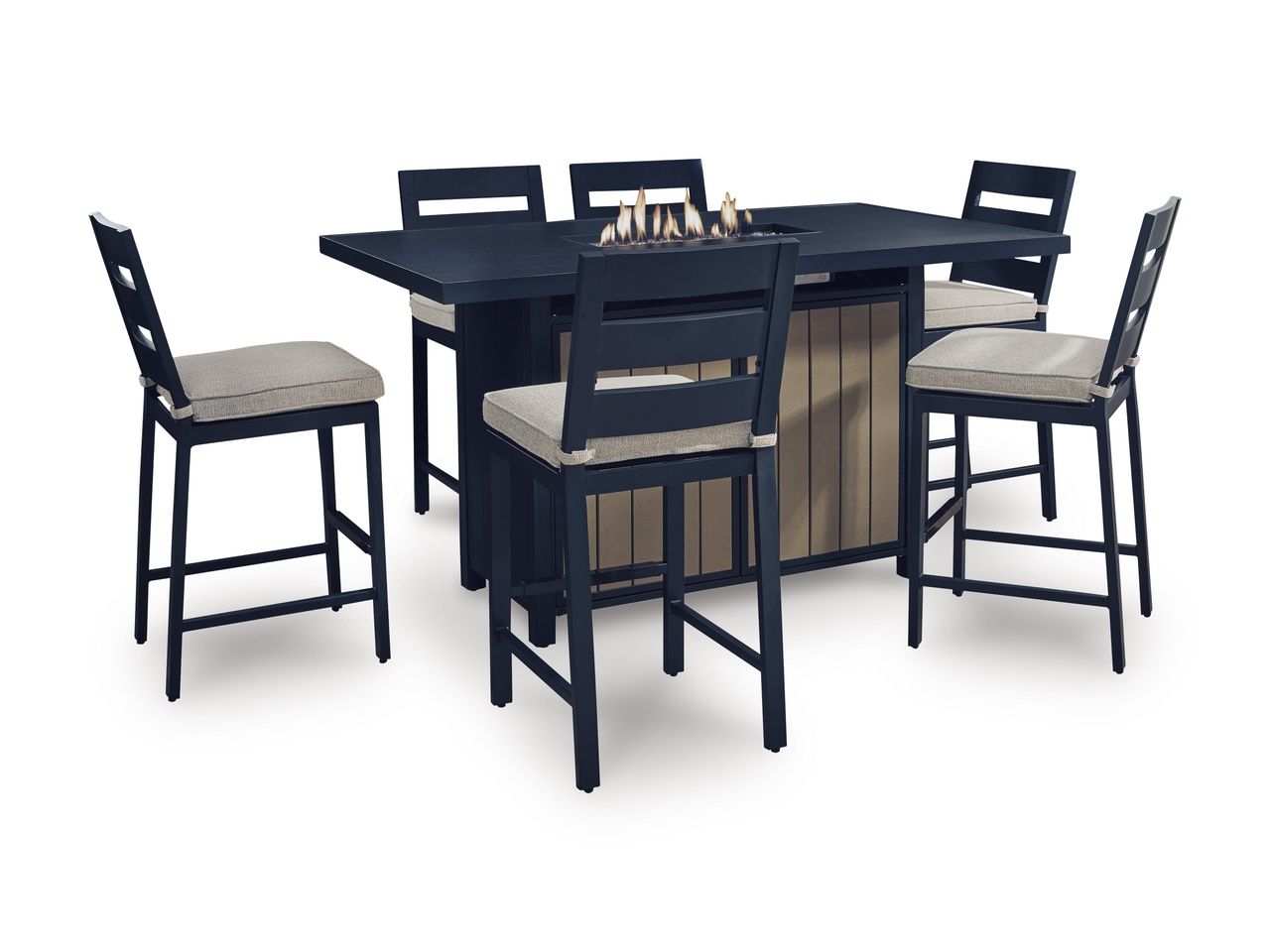 Mabry Shores Outdoor Bar Table with Fire Pit In Blue P587665