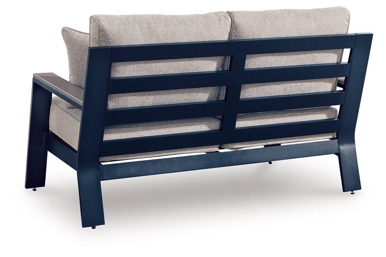 Mabry Shores Outdoor Loveseat with Cushion In Blue P587835