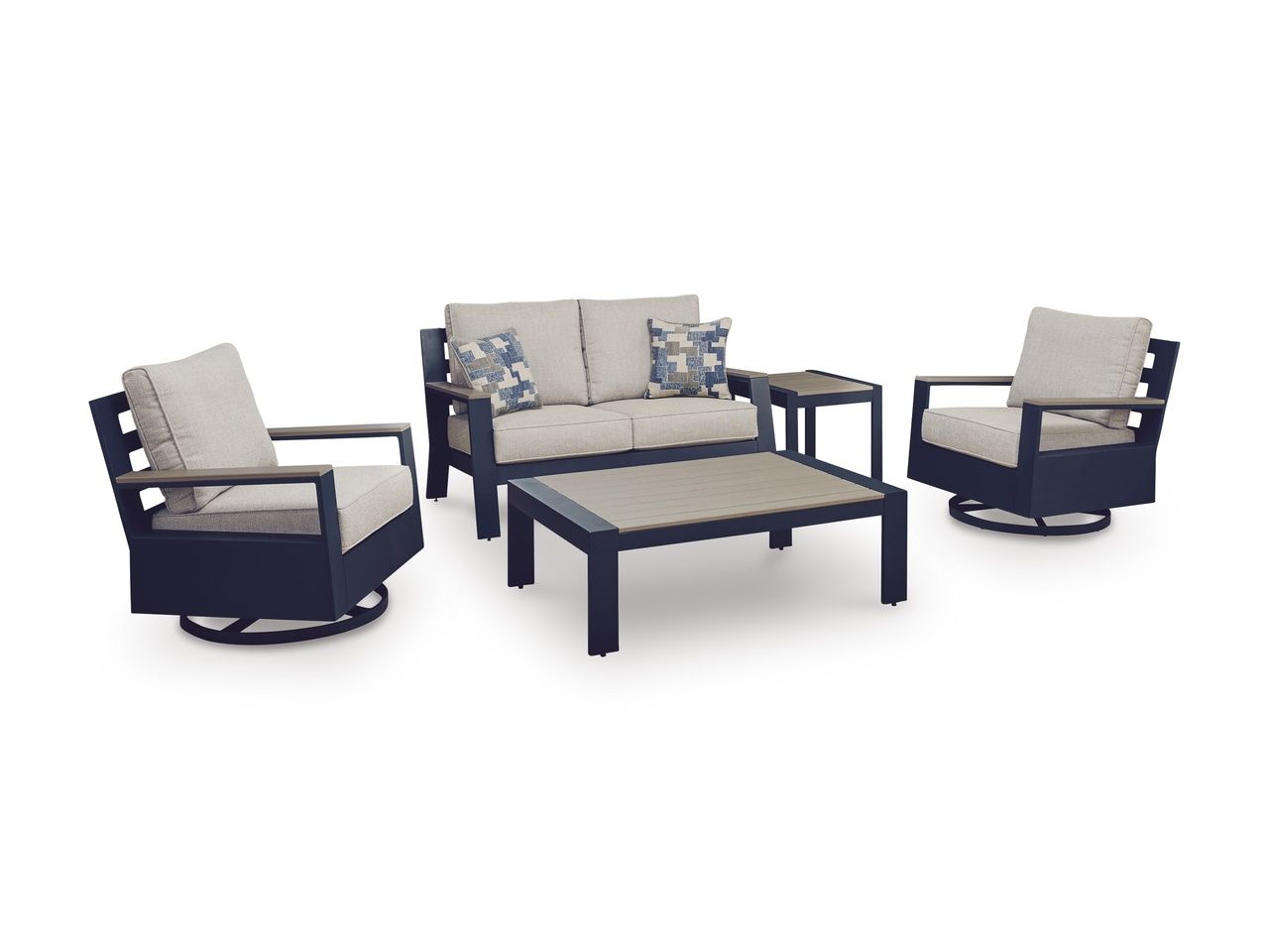 Mabry Shores Outdoor Loveseat with Cushion In Blue P587835