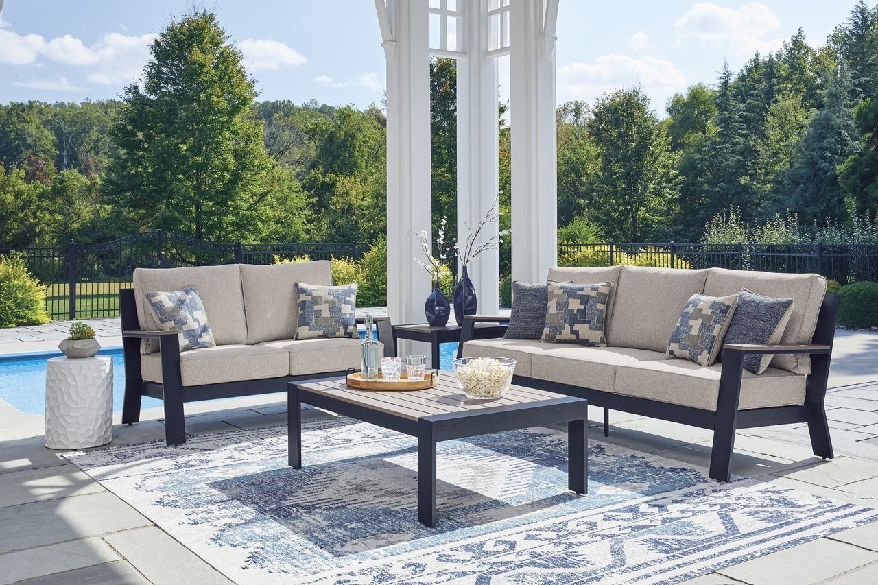 Mabry Shores Outdoor Sofa with Cushion In Blue P587838