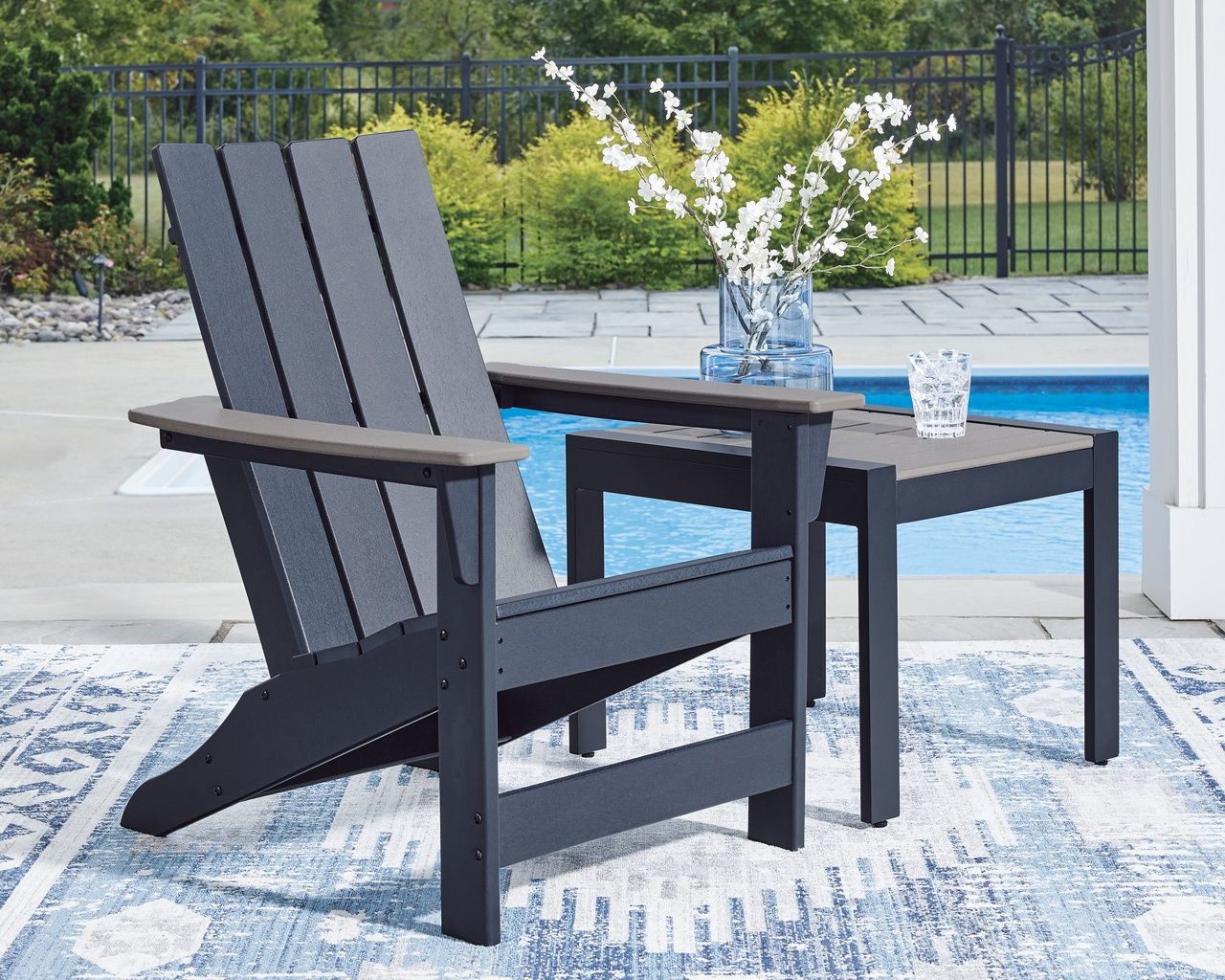Mabry Shores Adirondack Chair In Black and Beige P587898