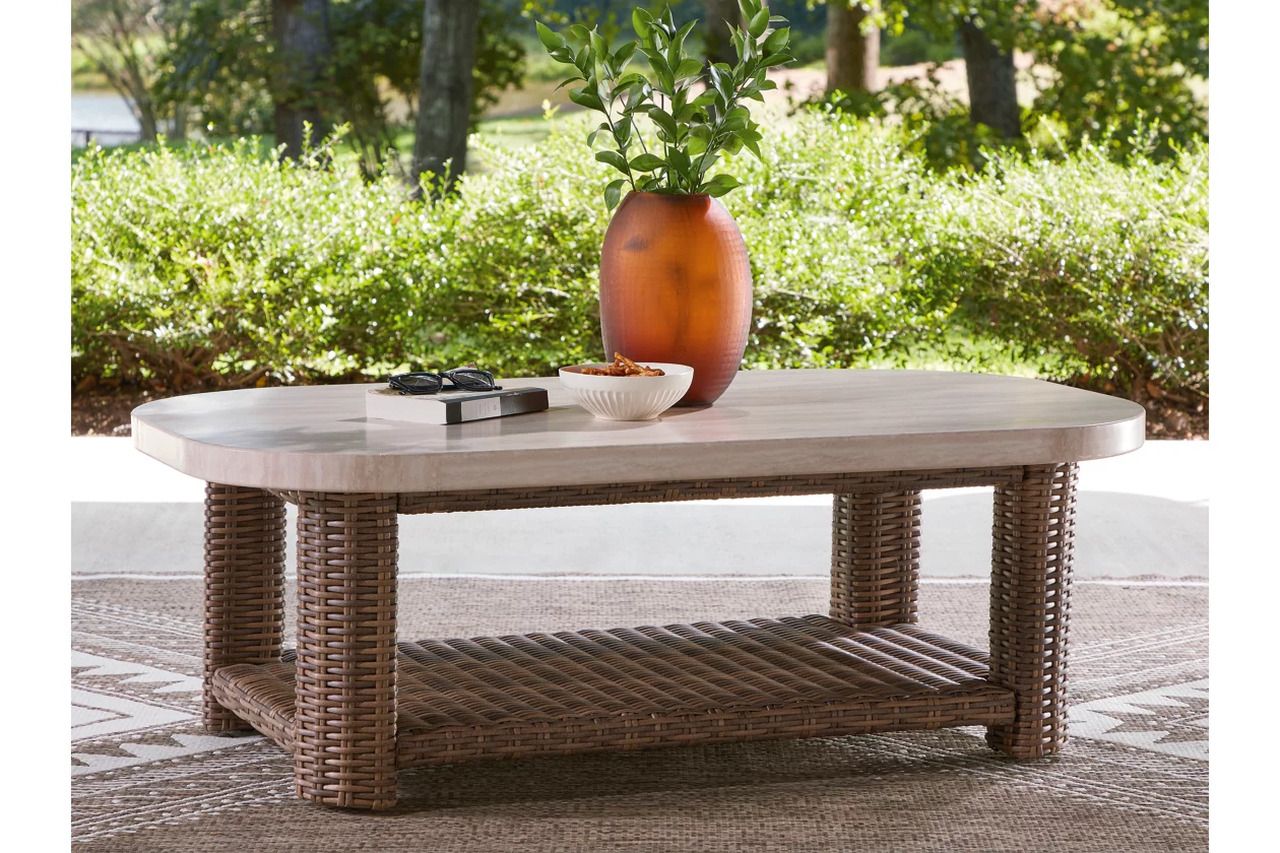 Angel Island Outdoor Coffee Table In Brown and Beige P610701