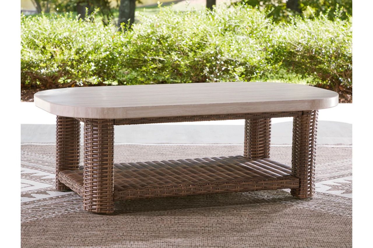 Angel Island Outdoor Coffee Table In Brown and Beige P610701