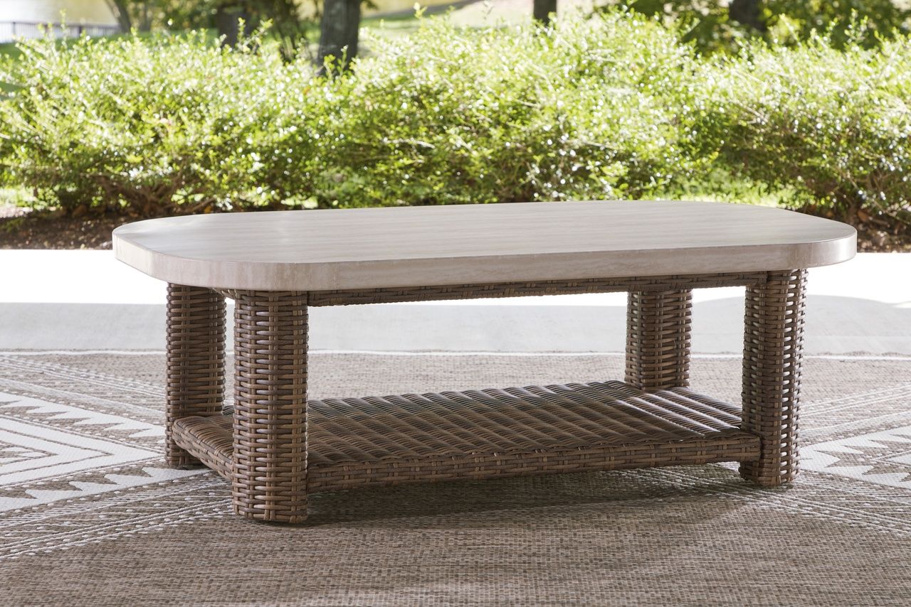 Angel Island Outdoor Coffee Table In Brown and Beige P610701
