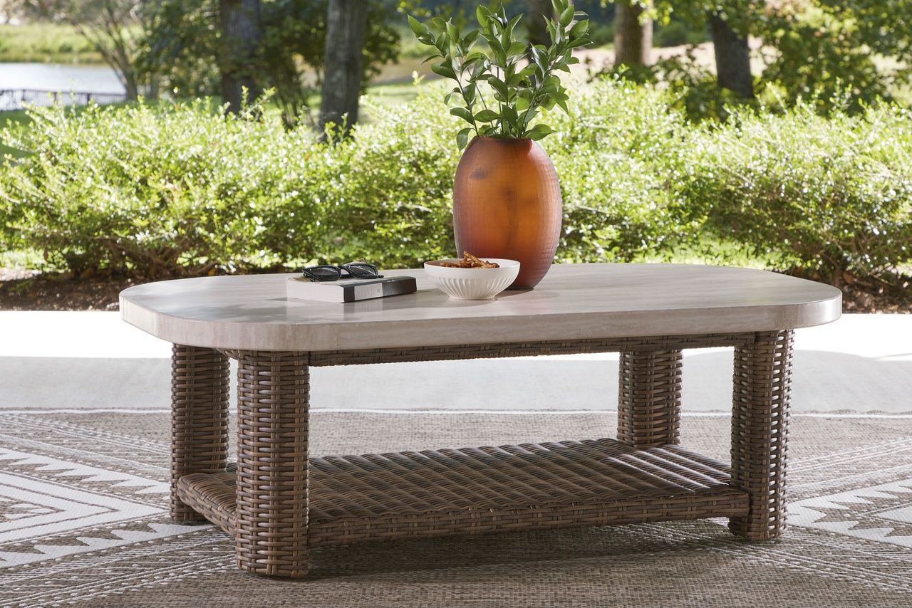 Angel Island Outdoor Coffee Table In Brown and Beige P610701