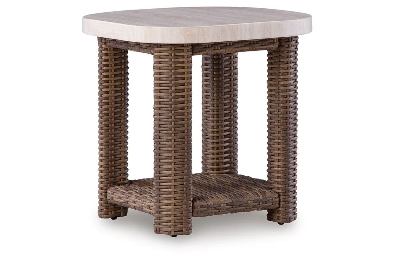 Angel Island Outdoor End Table In Beige and Brown P610702