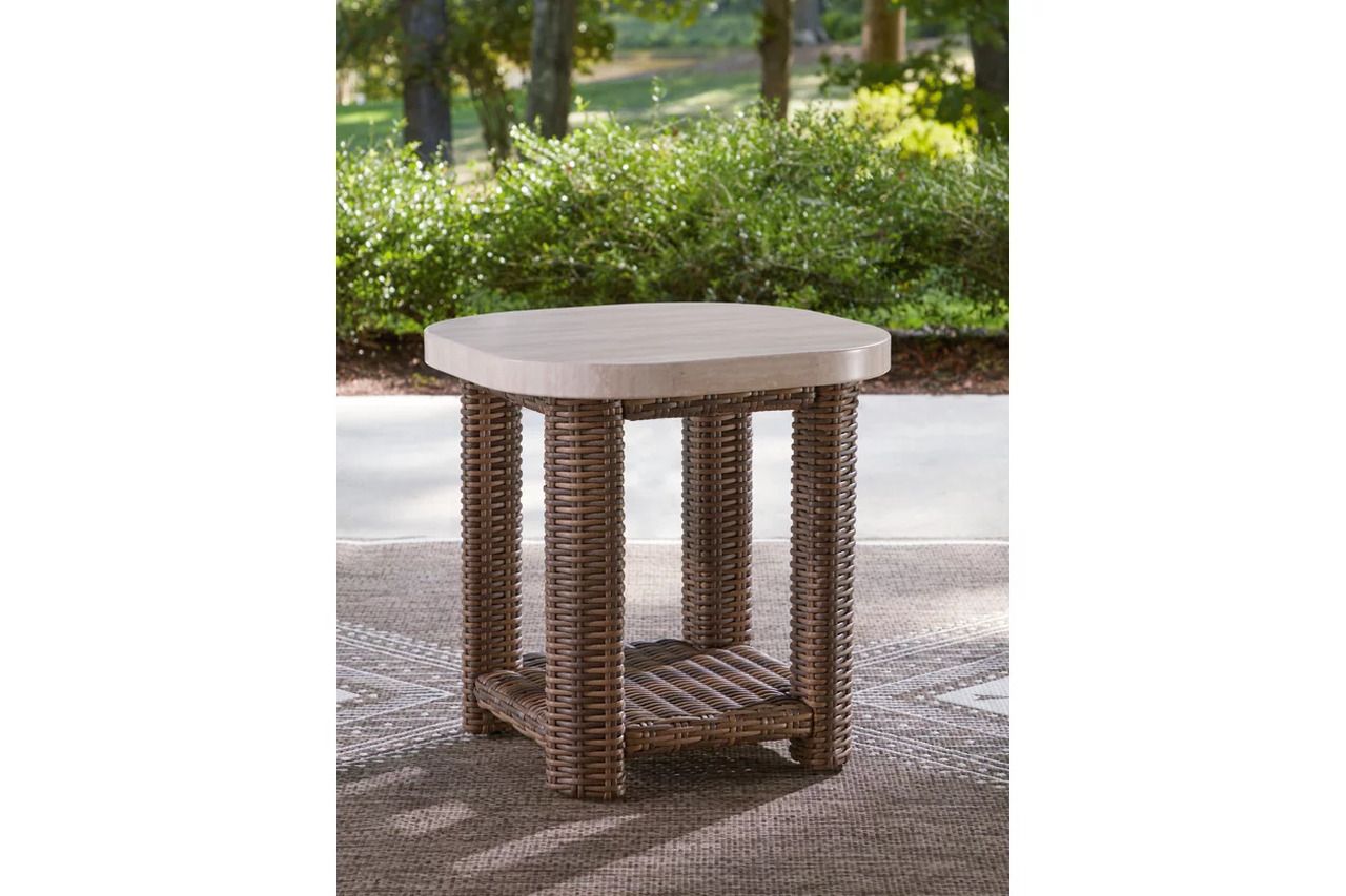 Angel Island Outdoor End Table In Beige and Brown P610702