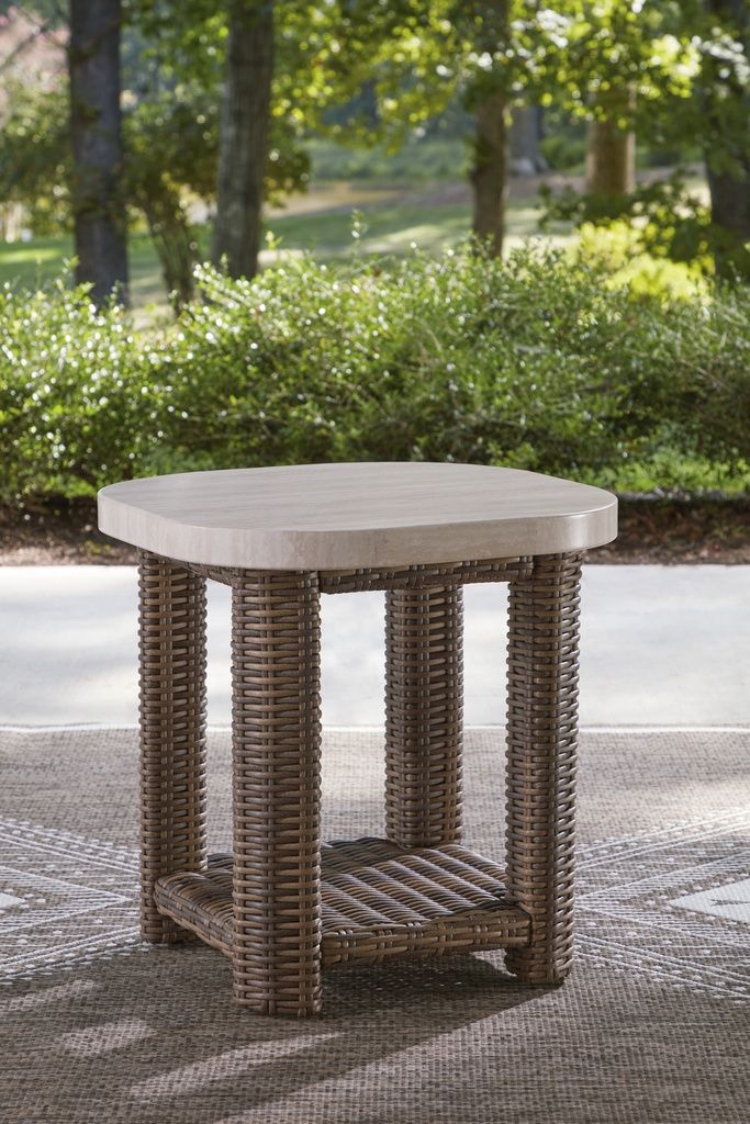 Angel Island Outdoor End Table In Beige and Brown P610702
