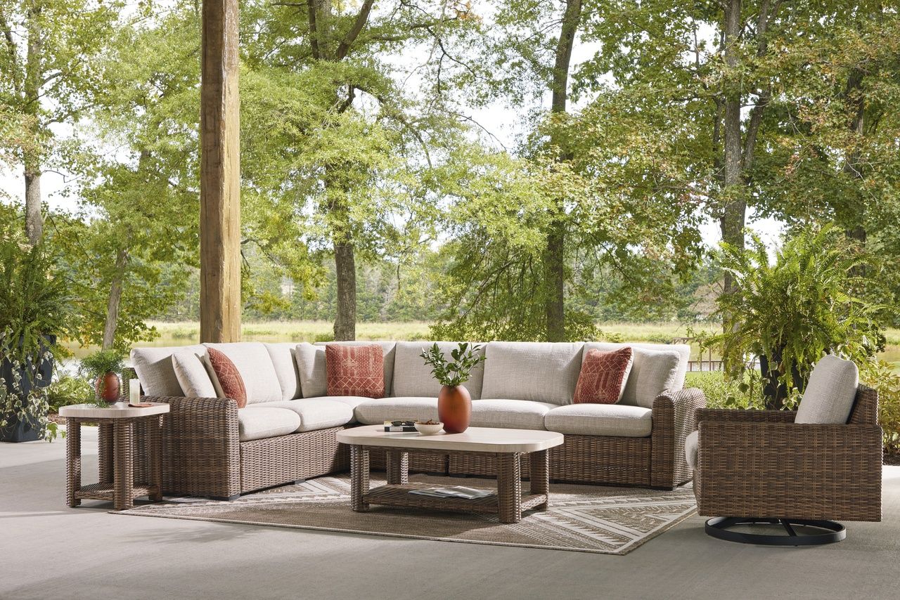 Angel Island Outdoor End Table In Beige and Brown P610702