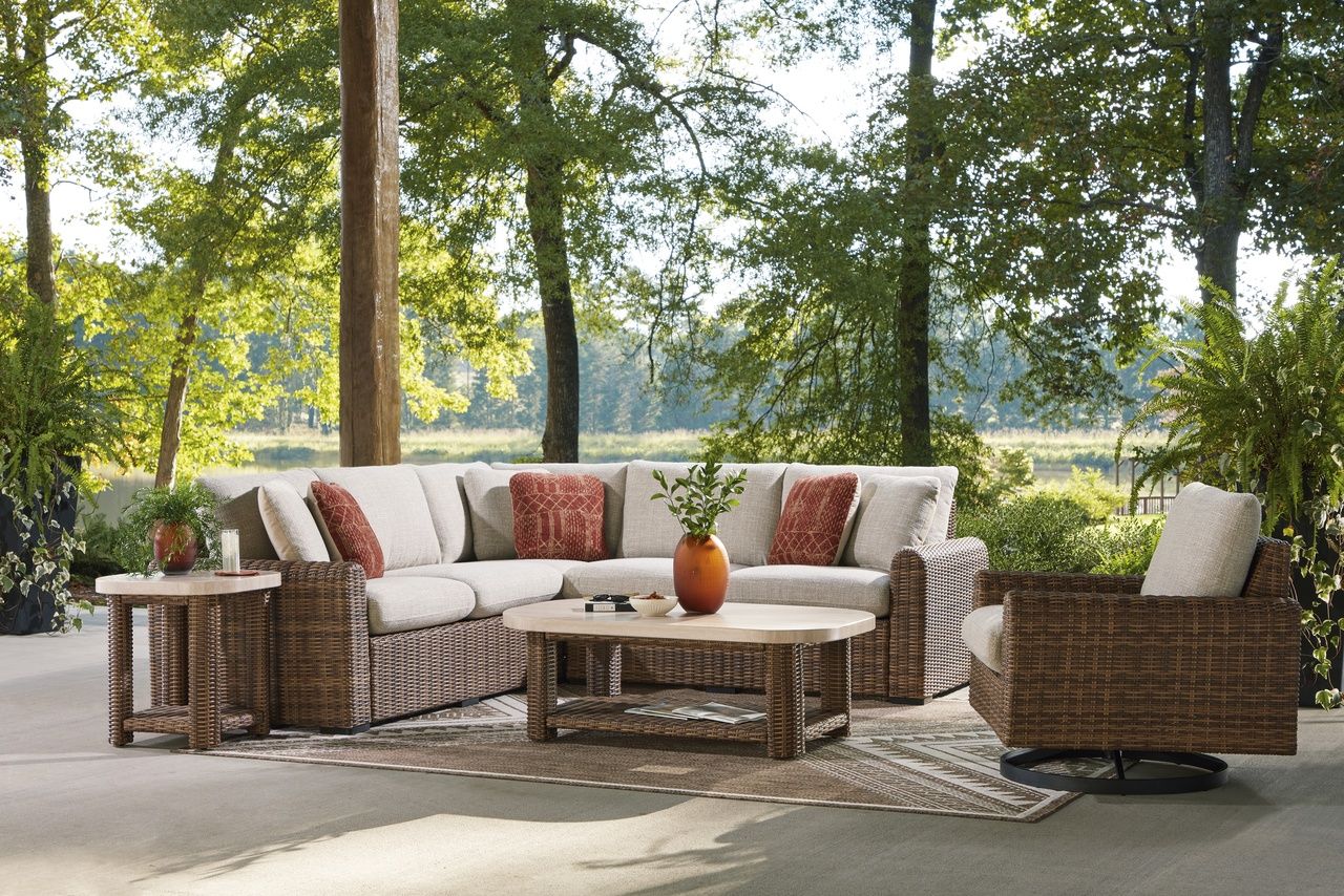 Angel Island Outdoor End Table In Beige and Brown P610702