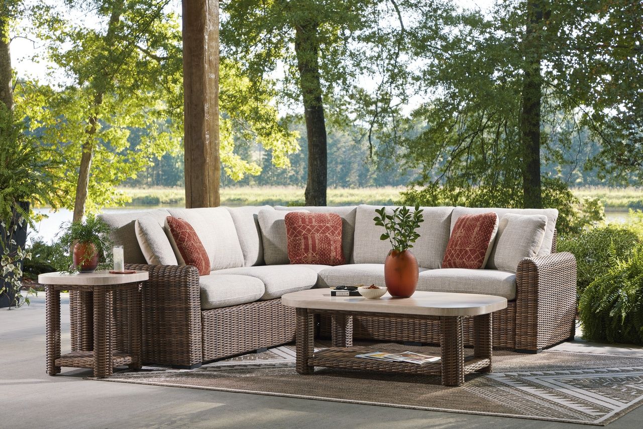 Angel Island Outdoor End Table In Beige and Brown P610702