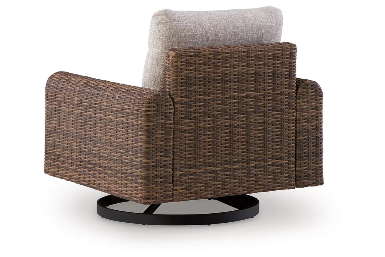 Angel Island Outdoor Swivel Lounge Chair with Cushion In Gray and Brown P610821