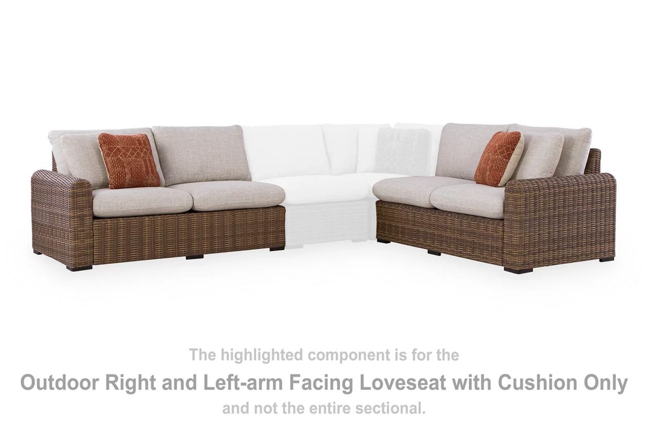 Angel Island Outdoor Right and Left-arm Facing Loveseat with Cushion Set of 2 In Brown and Beige P610854
