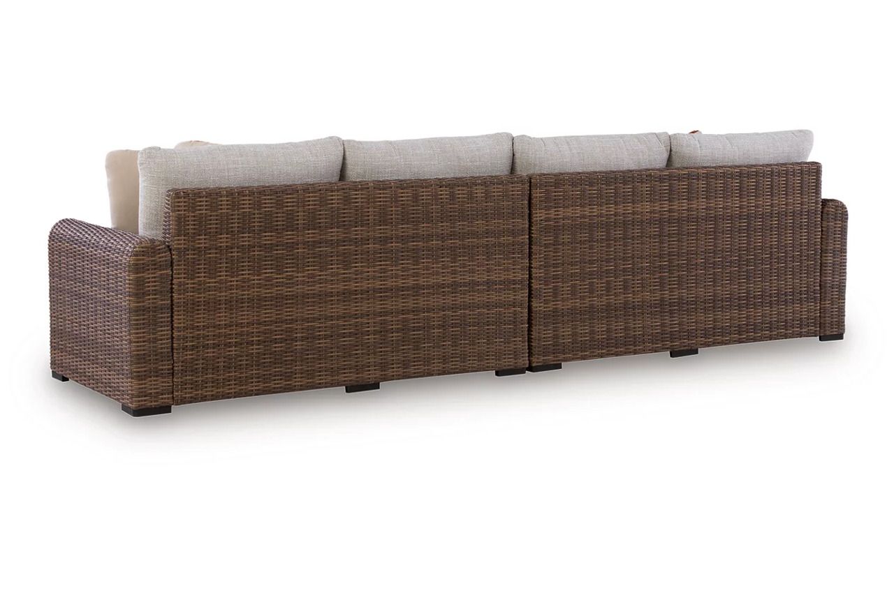 Angel Island Outdoor Right and Left-arm Facing Loveseat with Cushion Set of 2 In Brown and Beige P610854