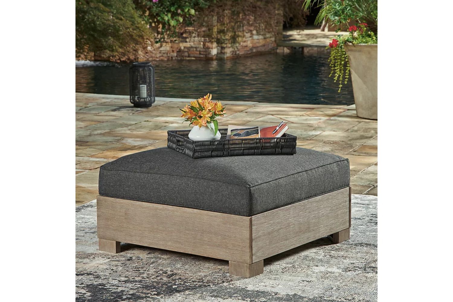 Citrine Park Brown Ottoman With Cushion P660814