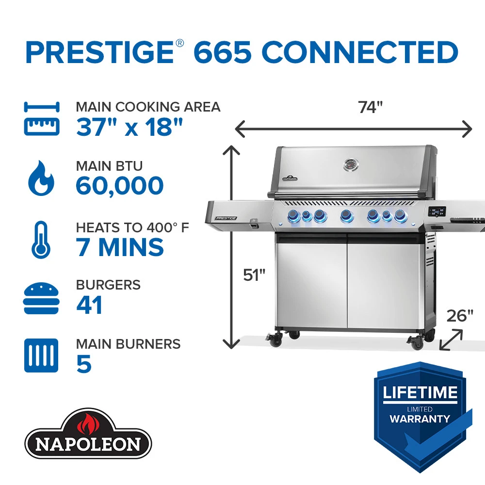 Prestige® 665 Connected RSIB with Infrared Side and Rear Burner P665VXRSIBNSS