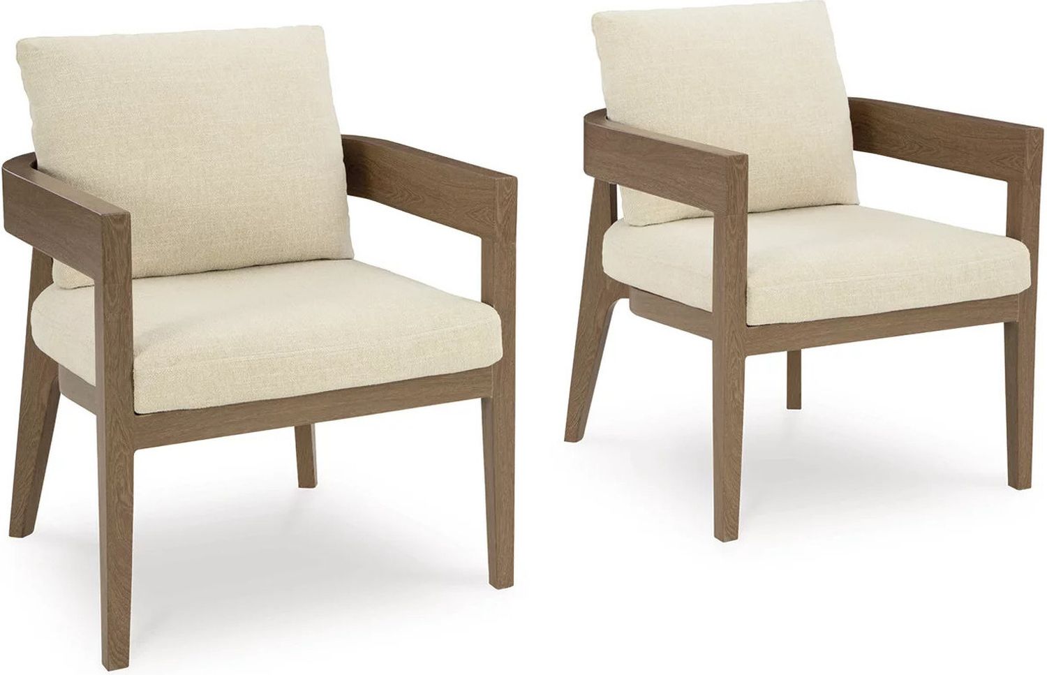 Serene Bay Outdoor Dining Arm Chair with Cushion Set of 2 In White and Dark Brown P671601A