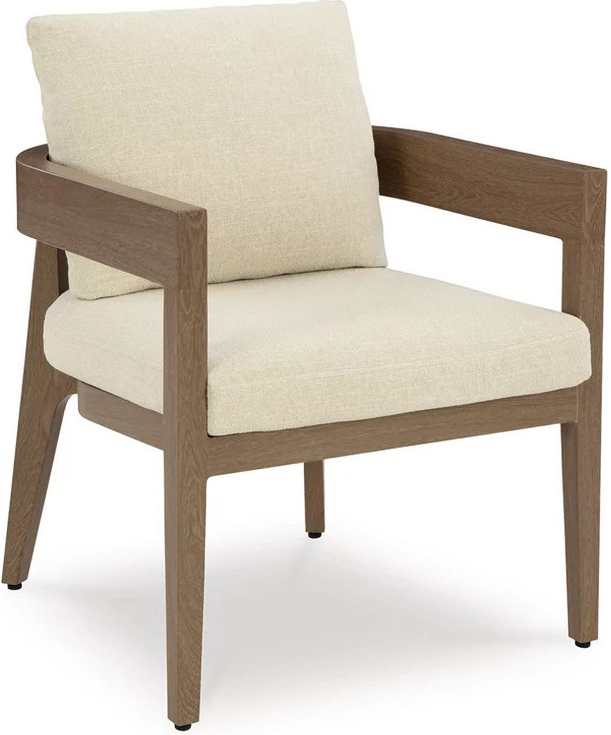Serene Bay Outdoor Dining Arm Chair with Cushion Set of 2 In White and Dark Brown P671601A