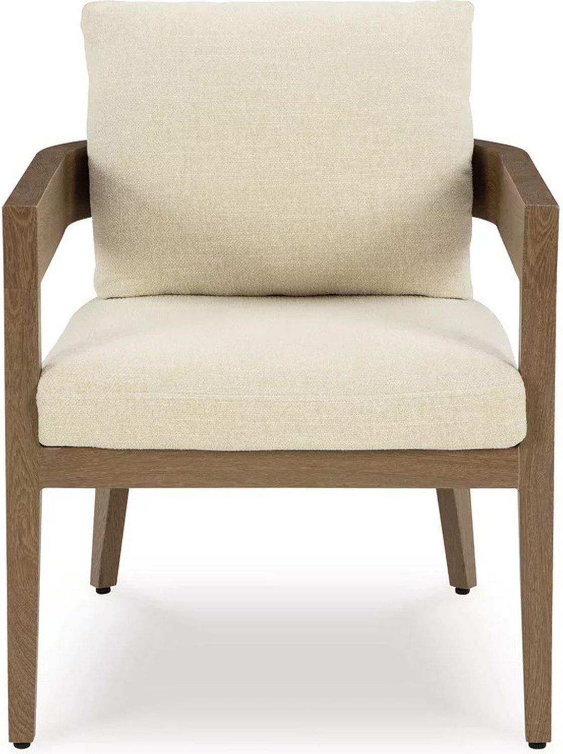 Serene Bay Outdoor Dining Arm Chair with Cushion Set of 2 In White and Dark Brown P671601A