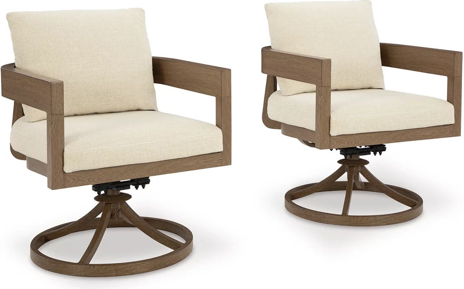 Serene Bay Outdoor Swivel Dining Chair with Cushion Set of 2 In White and Dark Brown P671602A