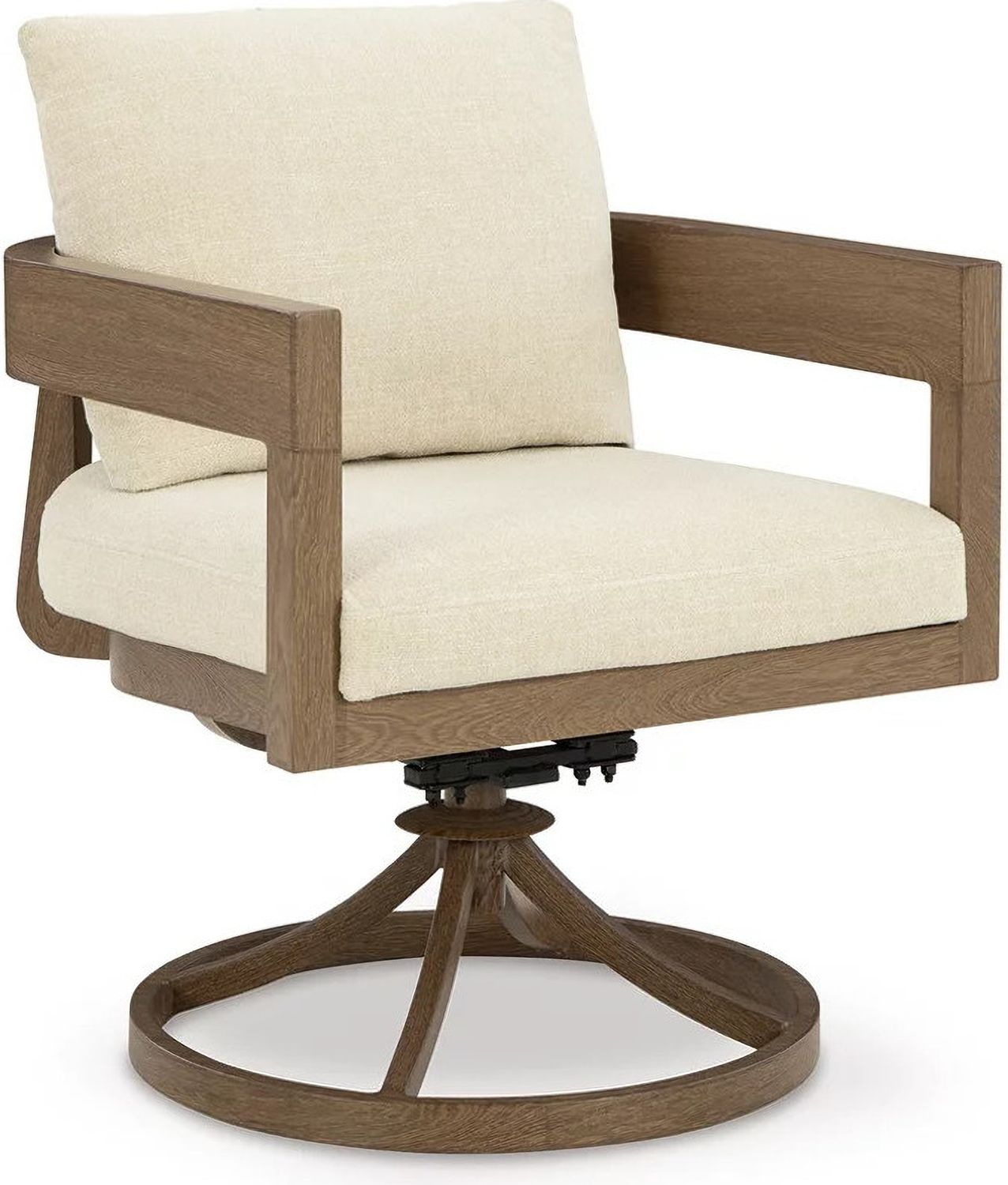 Serene Bay Outdoor Swivel Dining Chair with Cushion Set of 2 In White and Dark Brown P671602A