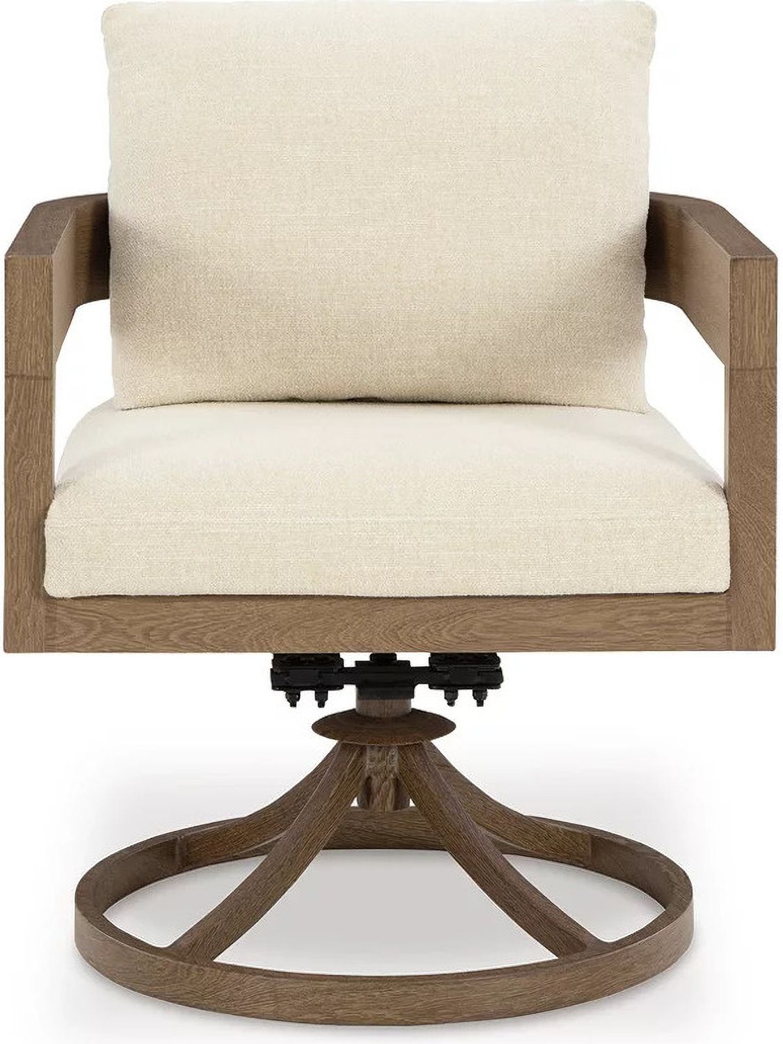 Serene Bay Outdoor Swivel Dining Chair with Cushion Set of 2 In White and Dark Brown P671602A