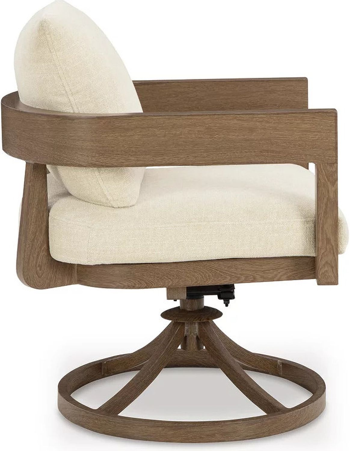 Serene Bay Outdoor Swivel Dining Chair with Cushion Set of 2 In White and Dark Brown P671602A