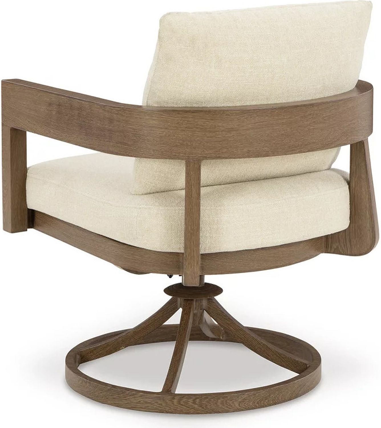Serene Bay Outdoor Swivel Dining Chair with Cushion Set of 2 In White and Dark Brown P671602A