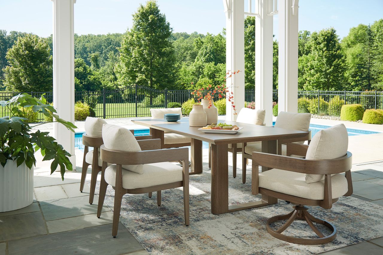 Serene Bay Outdoor Dining Table In Dark Brown P671625