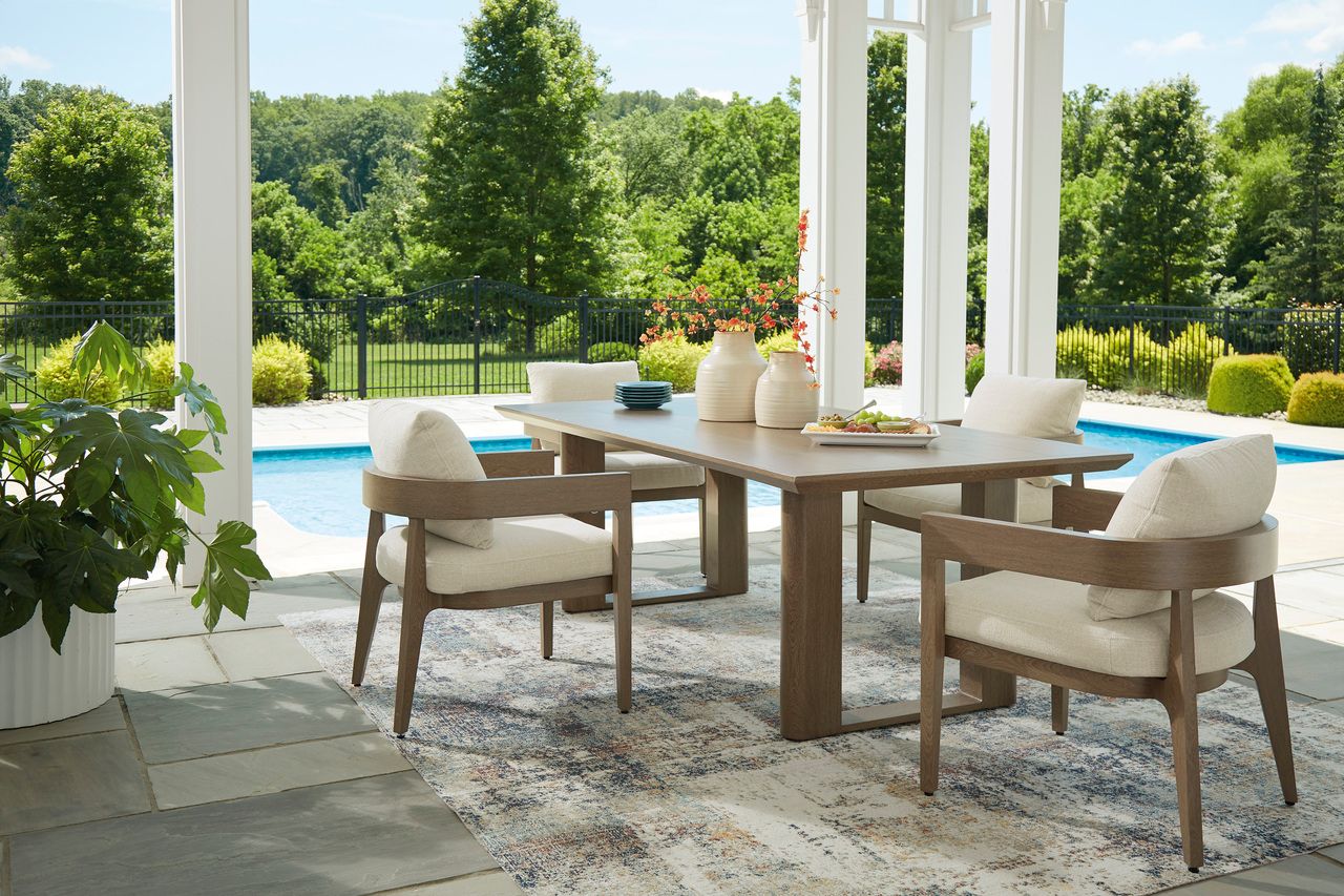 Serene Bay Outdoor Dining Table In Dark Brown P671625