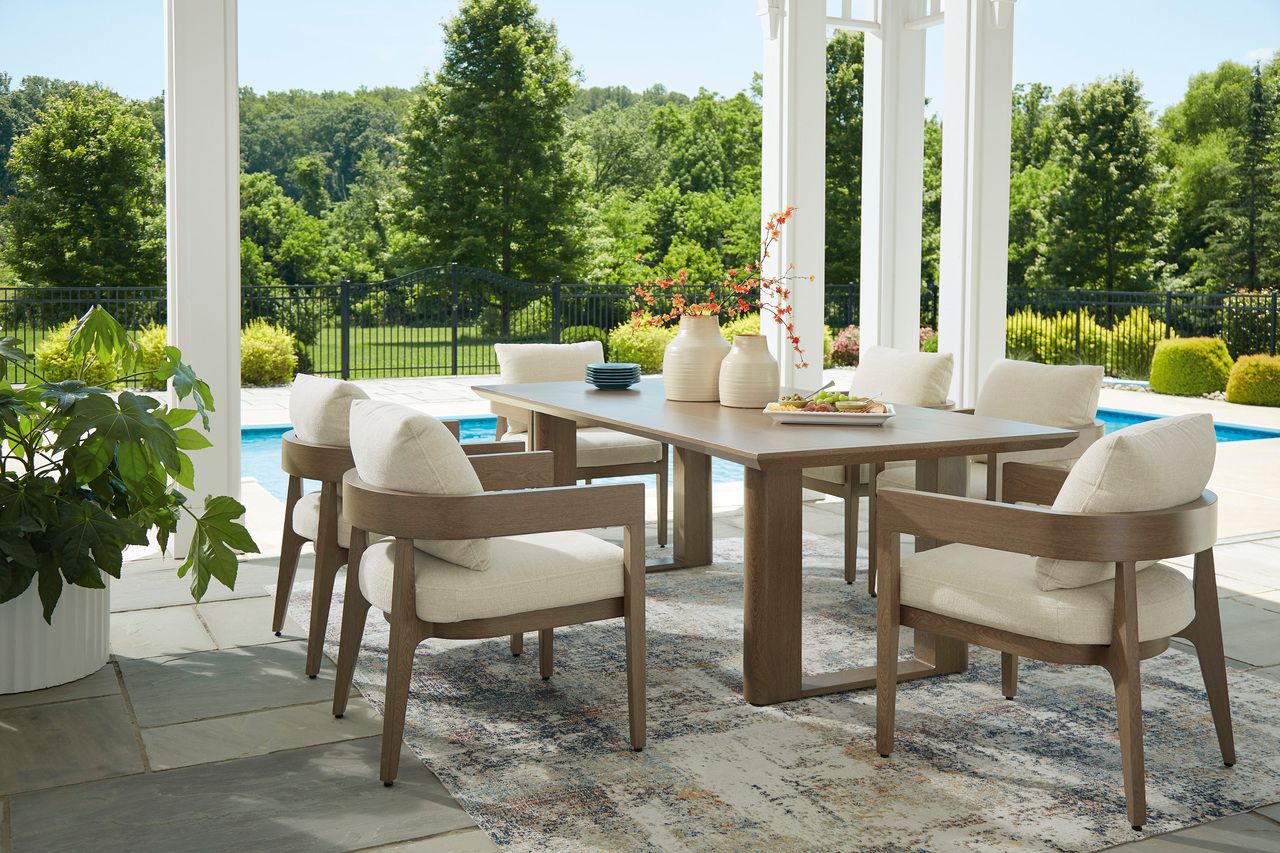 Serene Bay Outdoor Dining Table In Dark Brown P671625